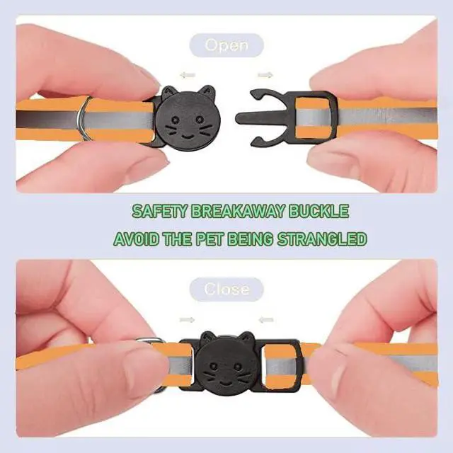 Alt view image 2 of 5 - 2 Pack Cat Collars Quick Release Reflective Kitten Collar with Bell & Safety Release (Orange)