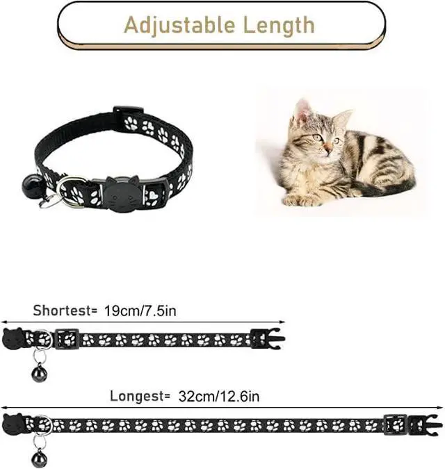Alt view image 4 of 5 - 2 Pack Cat Collars Quick Release Reflective Kitten Collar with Bell & Safety Release (Orange)