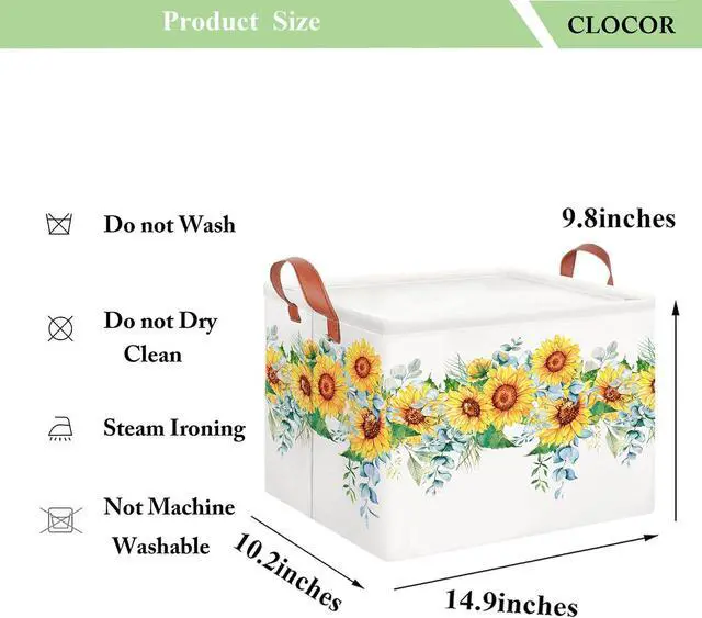 Alt view image 6 of 6 - CLOCOR Rectangular Storage Basket Empty,Gift Basket,Waterproof Storage Bin with Handles,Room Decor(Sunflower Rope)