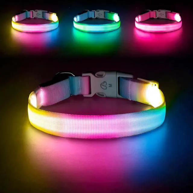 Main image of LED Dog Collar, Light Up Dog Collar with RGB Macaron Lighting Mode, Glow in the Dark Dog Collar, Type-C Rechargeable, Waterproof, Super Bright TPU, Battery Display for Small Medium Large Dogs