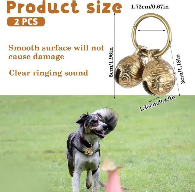 Alt view image 2 of 7 - Styquenzer Copper Bell for Dog Collar, 4 PCS Brass Dog Bells Extra Loud Collar Bell for Pet Tracking Anti Lost Training Pets Pendant Accessories Anti Theft Bells for Little Dogs & Cats