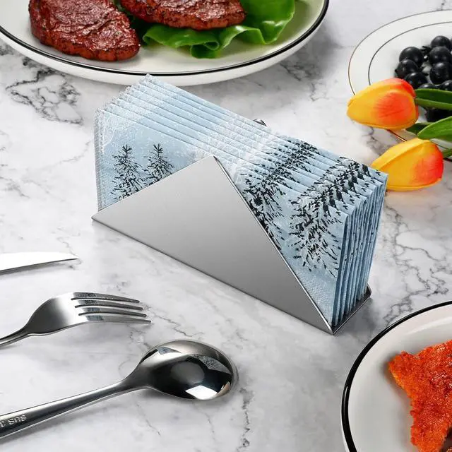 Alt view image 3 of 5 - Silver Stainless Steel304# Napkin Holder for Table,Metal Standing Tissue Dispenser Organizer for Kitchen Dining Table,Cocktail Picnic Bar Napkins Holder,Upright Metal Napkin Dispenser.1 Piece