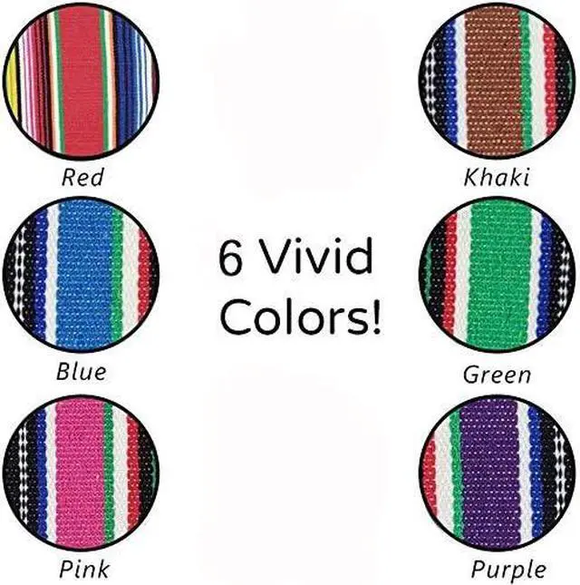 Alt view image 5 of 6 - Mexican Serape Placemats for Mexican Party Wedding Decor Outdoor Dining Kitchen Table Set of 6, 13 x 19 Inch Fringe Cotton Handwoven Table Place Mat (Multi-Color)