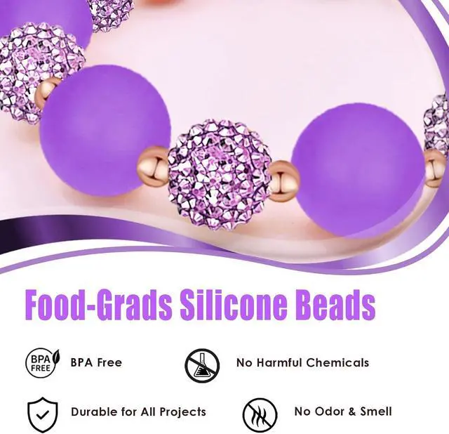 Alt view image 2 of 7 - M-Plateau Elastic Food-Grade Silicone Beaded Wristlet Keychain | Car Key Chain Bracelet, Silicone Wrist keychain with Key Ring for Women
