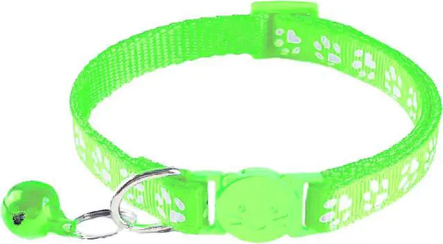 Alt view image 3 of 5 - 2 Pack Breakaway Cat Collars with Bells, Reflective Design and Claw Print Design, Safety Buckle, Adjustable 7.5-12.5 Inches for Kittens & Cats (Fluorescent Green)