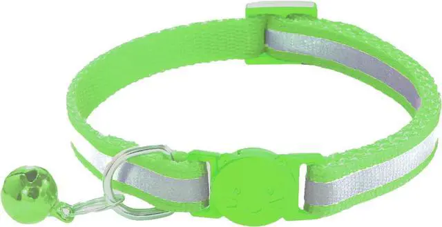 Alt view image 4 of 5 - 2 Pack Breakaway Cat Collars with Bells, Reflective Design and Claw Print Design, Safety Buckle, Adjustable 7.5-12.5 Inches for Kittens & Cats (Fluorescent Green)