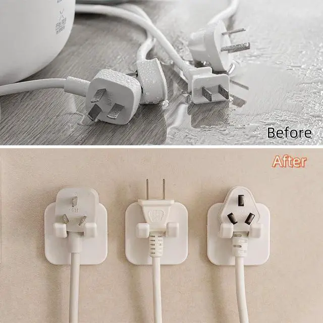 Alt view image 3 of 7 - Adhesive Utility Hooks,Waterproof Sticking Double Hooks,No Damage Wall Hanger,Multi Purpose White Plastic Hook for Shaving Razor, Towel, Robe,Plug, Keys, Kitchen Utensils(5)