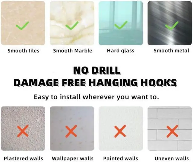 Alt view image 7 of 7 - Adhesive Utility Hooks,Waterproof Sticking Double Hooks,No Damage Wall Hanger,Multi Purpose White Plastic Hook for Shaving Razor, Towel, Robe,Plug, Keys, Kitchen Utensils(5)