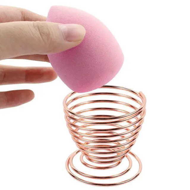 Alt view image 2 of 6 - 1 Pc Beauty Sponge Blender Holders Makeup Sponge Drying Stand Beauty Sponge Holder Storage Rack Egg Powder Puff Display Stand Sponge Storage, Rose Gold