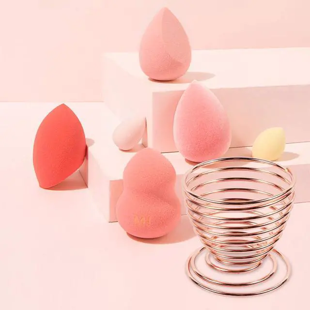 Alt view image 5 of 6 - 1 Pc Beauty Sponge Blender Holders Makeup Sponge Drying Stand Beauty Sponge Holder Storage Rack Egg Powder Puff Display Stand Sponge Storage, Rose Gold