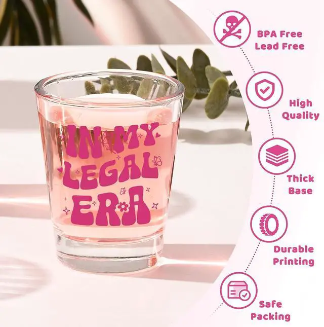 Alt view image 3 of 7 - Futtumy 21st Birthday Gifts for Women, IN MY LEGAL ERA 21st Shot Glasses Birthday Gift for Her