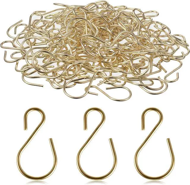 Main image of Sratte 120 Pcs Mini S Hook for Hanging 1 Inch Metal, Champagne Gold | Hanging Hooks S Shaped, Iron Wire Hangers Small Ornament Storage Hangers for Irish Day Decor Pot Plant Jewelry Keychain