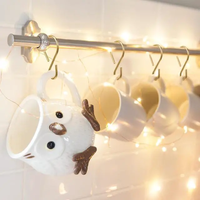 Alt view image 6 of 7 - Sratte 120 Pcs Mini S Hook for Hanging 1 Inch Metal, Champagne Gold | Hanging Hooks S Shaped, Iron Wire Hangers Small Ornament Storage Hangers for Irish Day Decor Pot Plant Jewelry Keychain