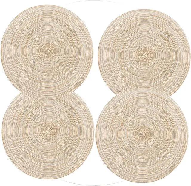 Main image of Placemats,Round Placemats for Dining Table Set of 4, Woven Kitchen Table Mats Diameter 15 inch (Beige, 4)