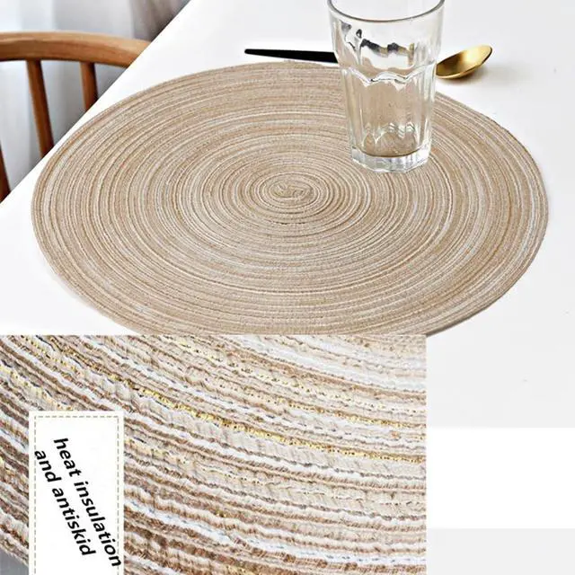 Alt view image 2 of 7 - Placemats,Round Placemats for Dining Table Set of 4, Woven Kitchen Table Mats Diameter 15 inch (Beige, 4)