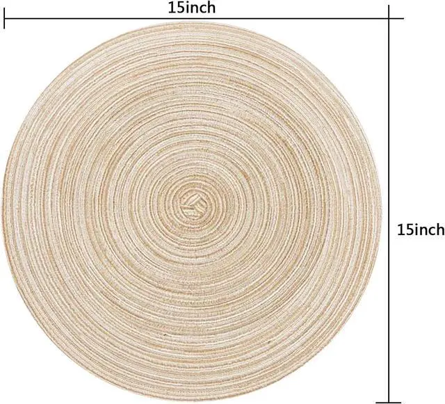 Alt view image 4 of 7 - Placemats,Round Placemats for Dining Table Set of 4, Woven Kitchen Table Mats Diameter 15 inch (Beige, 4)