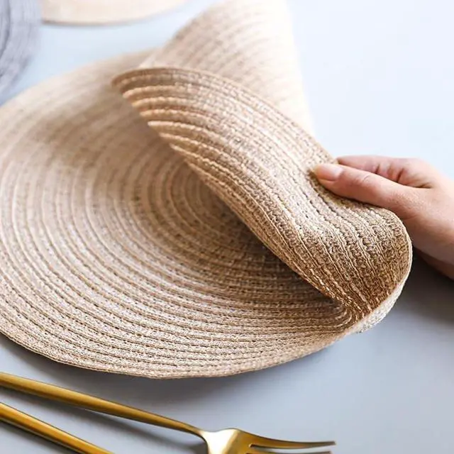 Alt view image 5 of 7 - Placemats,Round Placemats for Dining Table Set of 4, Woven Kitchen Table Mats Diameter 15 inch (Beige, 4)