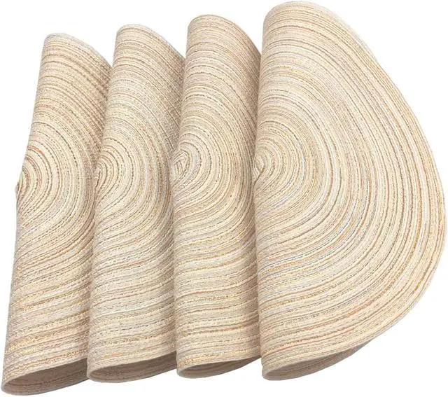 Alt view image 6 of 7 - Placemats,Round Placemats for Dining Table Set of 4, Woven Kitchen Table Mats Diameter 15 inch (Beige, 4)