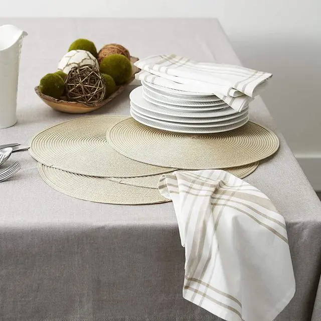Alt view image 7 of 7 - Placemats,Round Placemats for Dining Table Set of 4, Woven Kitchen Table Mats Diameter 15 inch (Beige, 4)