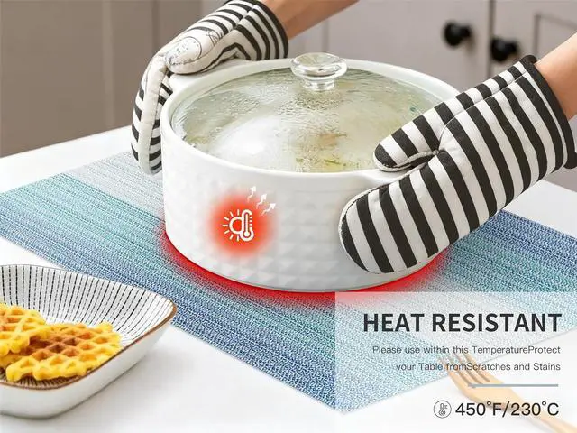 Alt view image 4 of 7 - HeloHo Placemats Set of 4,Vinyl Table Place Mats Stain Resistant Foldable Placemats Washable Wipeable Placemat for Kitchen Dining Table Decoration Indoor OutdoorBlue