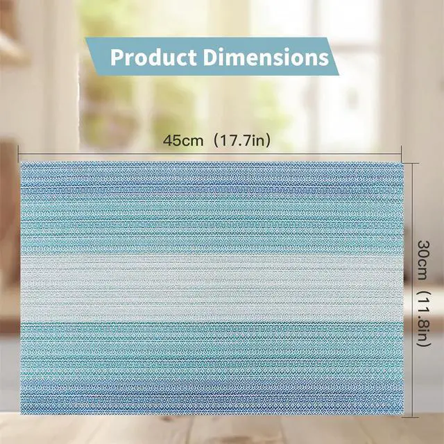 Alt view image 6 of 7 - HeloHo Placemats Set of 4,Vinyl Table Place Mats Stain Resistant Foldable Placemats Washable Wipeable Placemat for Kitchen Dining Table Decoration Indoor OutdoorBlue