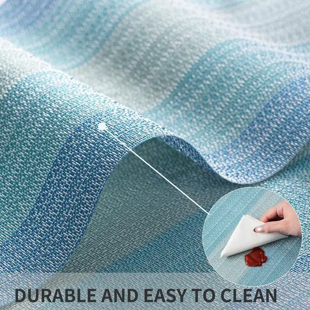 Alt view image 5 of 7 - HeloHo Placemats Set of 4,Vinyl Table Place Mats Stain Resistant Foldable Placemats Washable Wipeable Placemat for Kitchen Dining Table Decoration Indoor OutdoorBlue