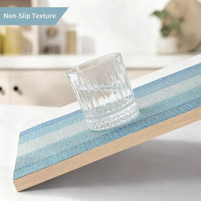 Alt view image 7 of 7 - HeloHo Placemats Set of 4,Vinyl Table Place Mats Stain Resistant Foldable Placemats Washable Wipeable Placemat for Kitchen Dining Table Decoration Indoor OutdoorBlue