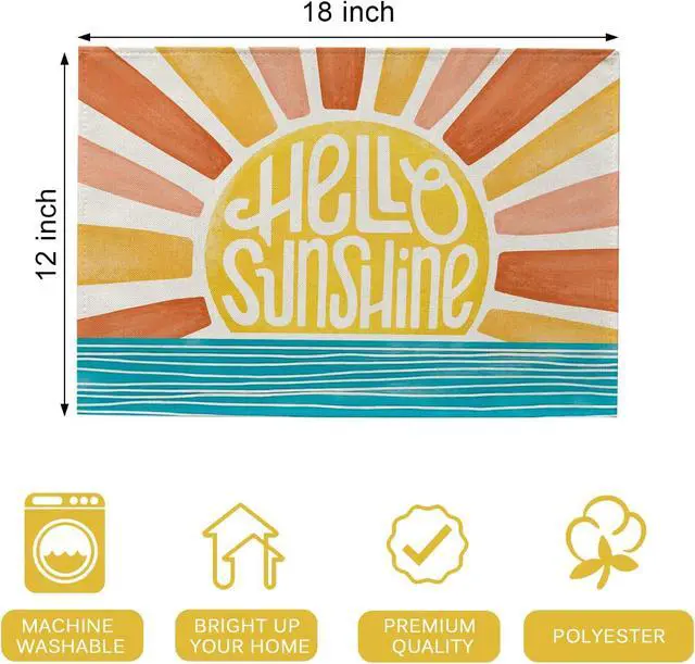 Alt view image 2 of 7 - Seliem Hello Sunshine Sun Spring Summer Placemats Set of 4 | Boho Sunset Over Sea Dining Table Place Mats, Seasonal Kitchen Decor Home Decoration 12 x 18 Inch