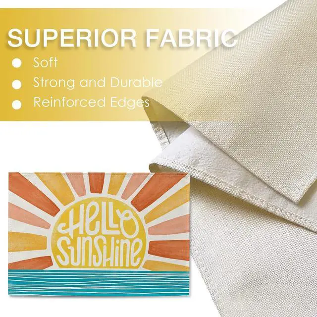 Alt view image 3 of 7 - Seliem Hello Sunshine Sun Spring Summer Placemats Set of 4 | Boho Sunset Over Sea Dining Table Place Mats, Seasonal Kitchen Decor Home Decoration 12 x 18 Inch