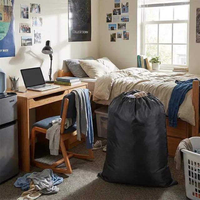 Alt view image 3 of 6 - Extra Large Laundry & Storage Bag (Black, 19"x27") | Lightweight, Dust & Moisture. Ideal for Blankets, Clothes, Pillows & Cushions for Moving, Dorms, Travel & Camping