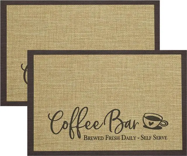 Main image of Artoid Mode Coffee Bar Mat Set of 2, Plastic Vinyl Washable Woven Non-Slip Table Mats for Coffee Machine Decor