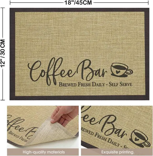 Alt view image 5 of 6 - Artoid Mode Coffee Bar Mat Set of 2, Plastic Vinyl Washable Woven Non-Slip Table Mats for Coffee Machine Decor
