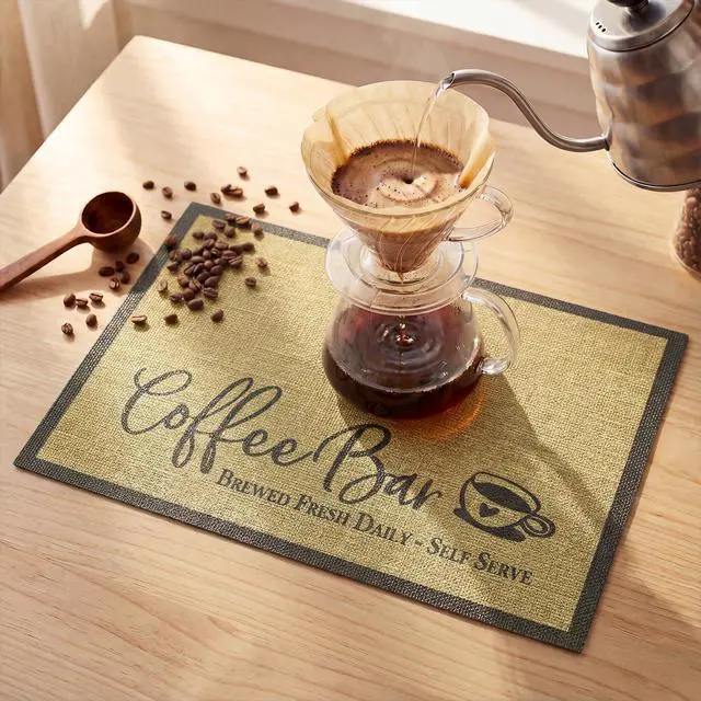 Alt view image 4 of 6 - Artoid Mode Coffee Bar Mat Set of 2, Plastic Vinyl Washable Woven Non-Slip Table Mats for Coffee Machine Decor