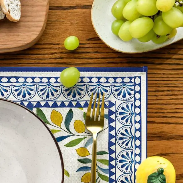 Alt view image 6 of 7 - Artoid Mode Lemon Branches Leaves Lace Summer Placemats Set of 4, 12x18 Inch Seasonal Holiday Table Mats for Party Kitchen Dining Decoration