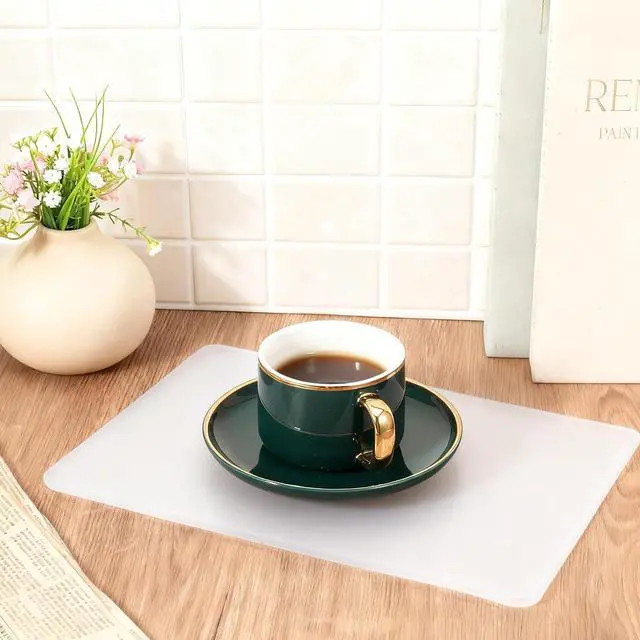 Alt view image 3 of 7 - 2 Pcs Clear Silicone Mat 12 x 8 Inch Silicone Placemats Non-Slip Baking Mat for Kitchen Counter Countertop Protector Heat Resistant Countertop Liner for Pastry