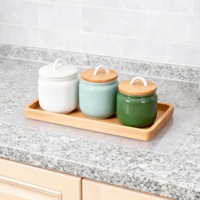 Alt view image 5 of 7 - 2 Pcs Clear Silicone Mat 12 x 8 Inch Silicone Placemats Non-Slip Baking Mat for Kitchen Counter Countertop Protector Heat Resistant Countertop Liner for Pastry