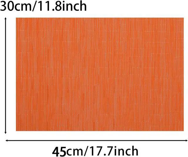 Alt view image 2 of 5 - Placemats Set of 4 Woven Place Mats for Dining Table Kitchen Washable Stain Resistant Heat Insulation Non-Slip Kitchen Strip (Orange)