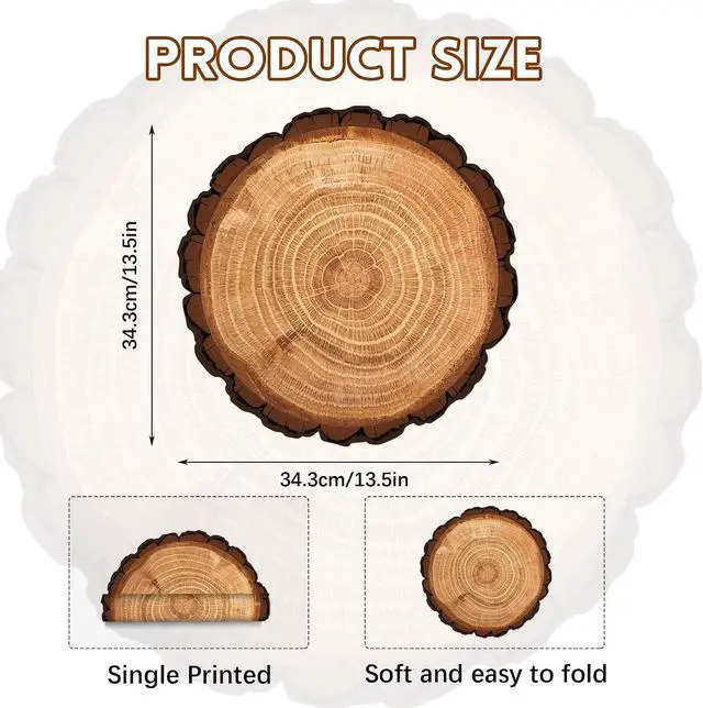 Alt view image 2 of 6 - Wooden Slice Paper Place Mats Set of 24,13.5" Round Rustic Brown Place Mat for Farmhouse Tan Table Setting Summer Spring Fall Winter Wedding Birthday Dinner Party Decor