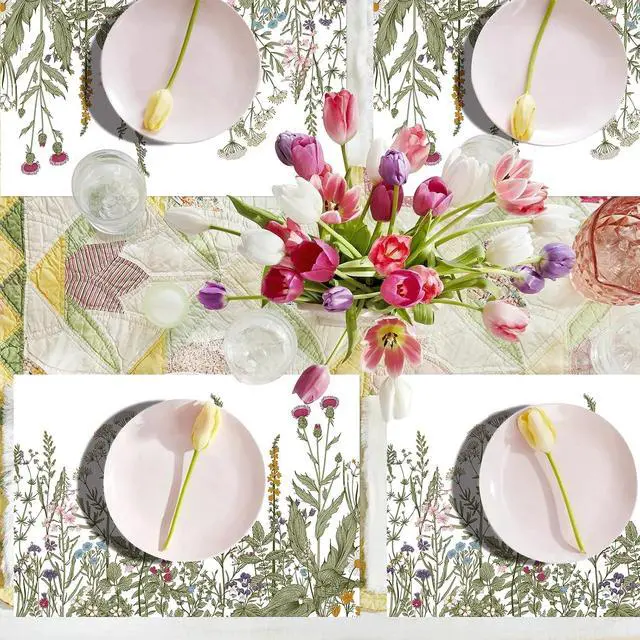 Alt view image 5 of 7 - Vintage Wildflowers Floral Paper Placemats Disposable 50 Pack 16x 11 Inch Seasonal Wildflower Place Mats for Spring Summer Bridal Shower Wedding Birthday Party Supplies