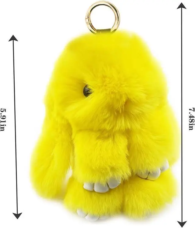 Alt view image 4 of 7 - Bunny Keychain Cute Rex Rabbit Fur Keychain Car Handbag Keyring