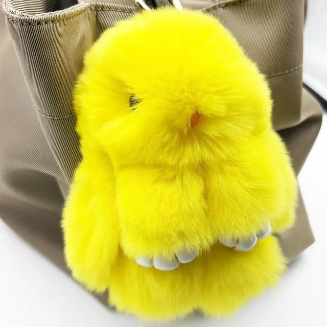 Alt view image 3 of 7 - Bunny Keychain Cute Rex Rabbit Fur Keychain Car Handbag Keyring