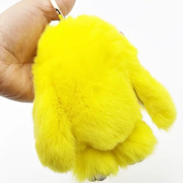 Alt view image 6 of 7 - Bunny Keychain Cute Rex Rabbit Fur Keychain Car Handbag Keyring