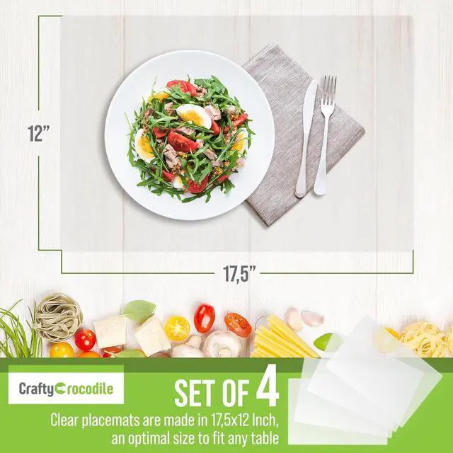 Alt view image 3 of 7 - Clear Plastic Placemats Set of 4-17.5x12 Transparent Vinyl Table Mats