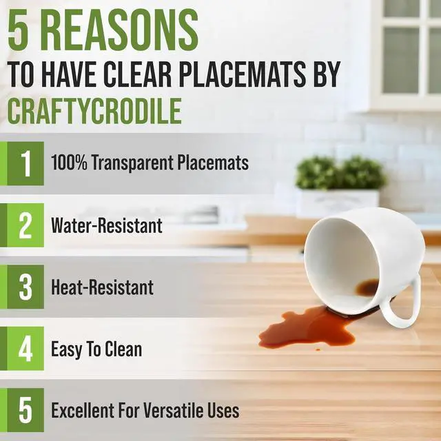 Alt view image 4 of 7 - Clear Plastic Placemats Set of 4-17.5x12 Transparent Vinyl Table Mats