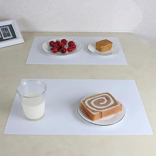 Alt view image 6 of 6 - Plastic White Placemats Set of 4 Easy Clean Washable Kitchen Table Mats for Indoor Outdoor Heat Resistant Blank Placemat for Patio Table Rectangular Wipeable Waterproof Place mats