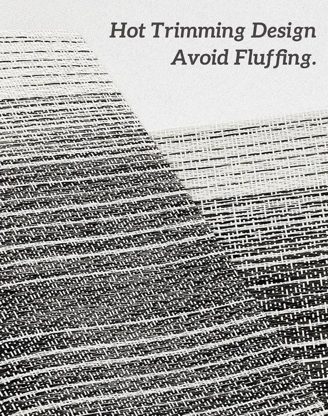 Alt view image 3 of 7 - Leetaltree Woven Vinyl Placemats Set of 4,Black& White | Waterproof & Washable Dining Table Mats for Wedding, Anniversary, Daily Use, Hand-Cut, Easy to Clean