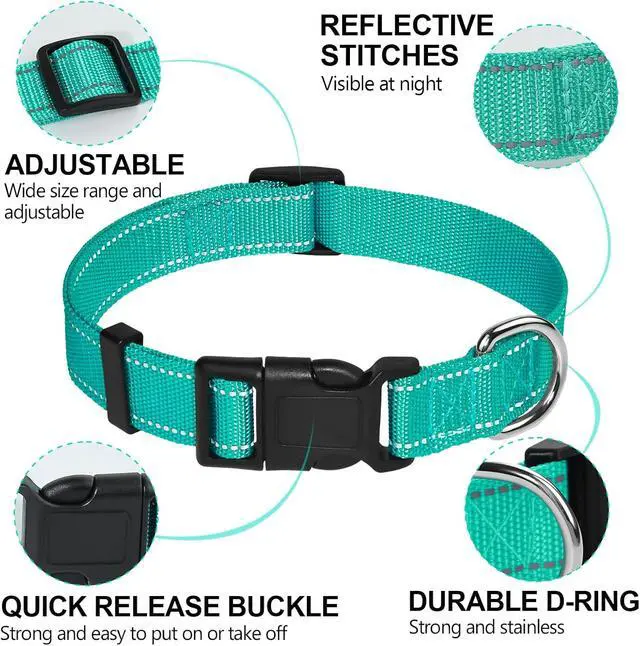 Alt view image 2 of 6 - Reflective Dog Collar for Medium Large Small XS XL Extra Small Dogs, Nylon Adjustable Puppy Collar