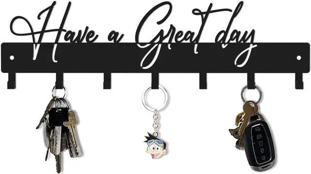 Main image of Have a Great Day Key Hooks for Wall Decoration,Delicate Fashion Black Metal Key Holder Wall Mount,Have a Great Day Key Hanger with 7 Kooks for Hallway,Office