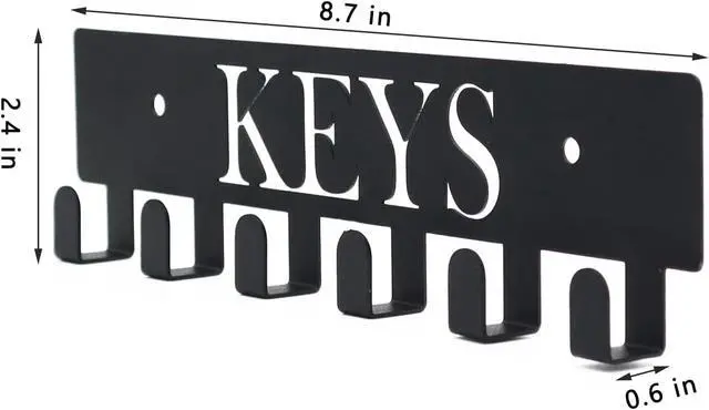 Alt view image 2 of 6 - Key Hooks Holder for Wall Mounted with 6 Hooks, Key Hanger Rack Wall Decorative for Home, Dog Leash Holder, Entryway, Hallway, Office, Black (Black-Keys-6)