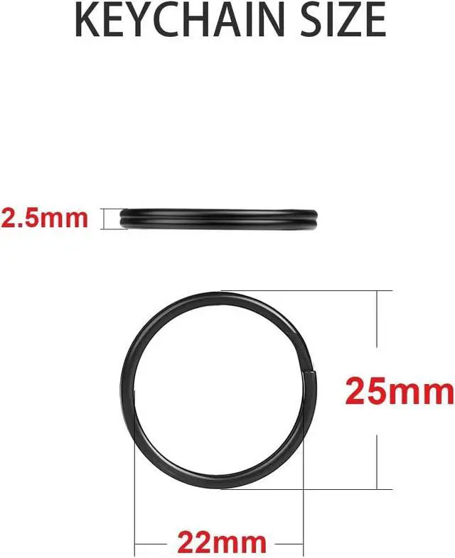 Alt view image 2 of 7 - 50pcs 25mm Key Ring Keychain Metal Black Round Split Key Chains Rings Connectors for Home Car Dog Tag Office Ornaments Keys Attachment
